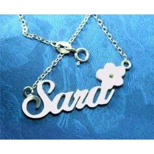   Personalized 925 Silver Any Name Necklace Sara Flower 