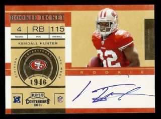 2011 PLAYOFF CONTENDERS KENDALL HUNTER ON CARD AUTO RC  