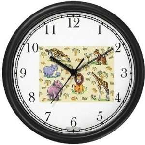 Africa Wild Zoo Animal Collage   JP Animal Wall Clock by WatchBuddy 