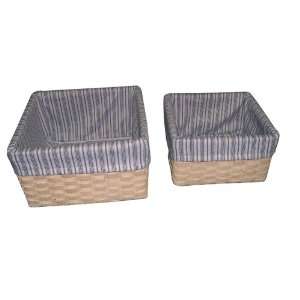  Decorative Living White Wash Woodstrip Square Basket with 