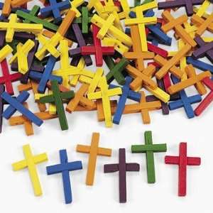  100 Wood Cross Beads   Assorted Colors Arts, Crafts 