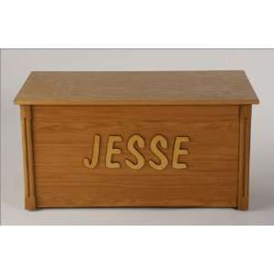 : Personalized Oak Wood Toy Box with Raised Letters   Brush Dom Font 