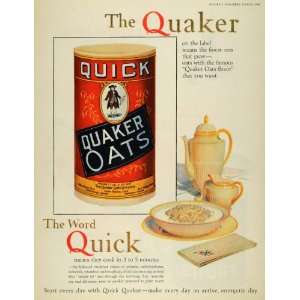  1926 Ad Quick Quaker Oats Man Breakfast Oatmeal Cereal 