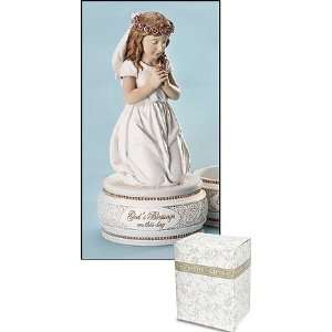  6 First Communion Kneeling Girl Figurine Prayer Box Gift 