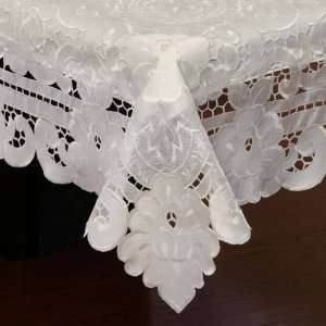  Elegant Cutwork Tablecloth Oblong/ Rectangle 70x144 White 