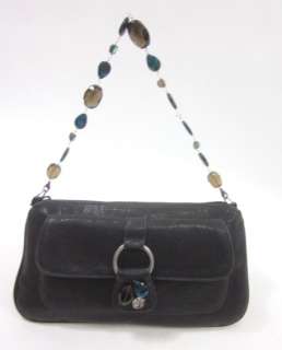 KAMMI REISS Black Leather Jeweled Evening Handbag  