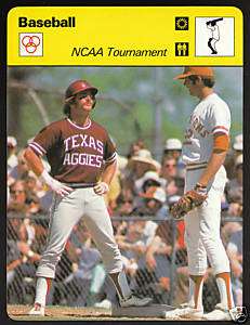 NCAA BASEBALL Texas vs A&M 78 SPORTSCASTER CARD 37 22A  