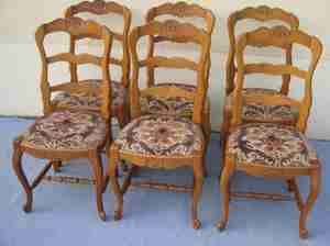 Set of 6 French Antique country chairs mid 1900s  