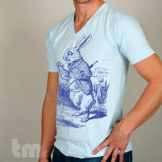 White Rabbit Alice in Wonderland AA 2456 V Neck T Shirt  