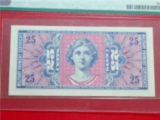 Military Pay Cer (MPC) 25 Cents PMG 65 Gem UNC EPQ First Issue 