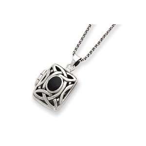   Marcasite Square Locket with Chain   18 Inch West Coast Jewelry