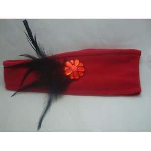    NEW Red Fleece Winter Headband with Flower, Limited. Beauty