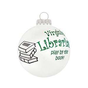   Librarians Play By The Book Glass Ornament