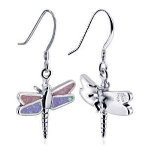   Vilolet Pink Opal Dragonfly French Hook Dangle Earrings: Jewelry