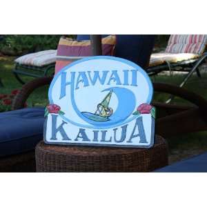  Wooden Windsurf Sign Kailua, Hawaii 24 inch   Surf Decor 