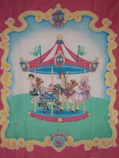Baby Cotton Quilt Top Nursery Carousel Print  