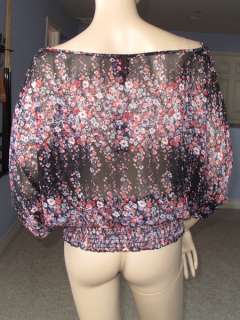 2b bebe FLF Printed Laced Up Sleeve Dolman Top NWT~M~Only One~  