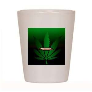    Shot Glass White of Marijuana Joint and Leaf: Everything Else