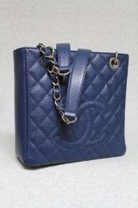 Chanel Petite Shopper Blue Marine PST Caviar Leather Classic Tote Bag 