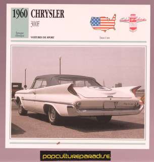 1960 CHRYSLER 300F Car ATLAS FRENCH SPEC PHOTO CARD  