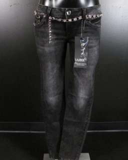 NWT Womens LA IDOL Skinny Jeans BLACK WITH BELT! 1366NR  