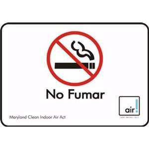 NO FUMAR MARYLAND CLEAN INDOOR ACT W/GRAPHIC Sign   7 x 10 Plastic 