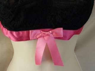 NWT Carol Malony Hot Pink Black Lace Bra Bow 34A  