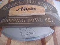 Alaska Wood Etched Ulu Knife Chopping Bowl Board  