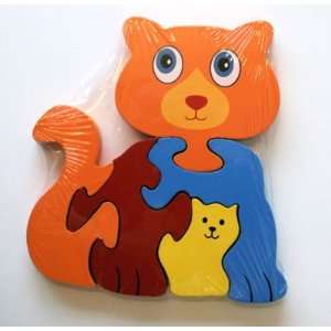  Large Cat Wooden Puzzle Toys & Games