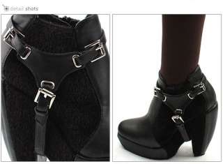Womens Shoes Celebrity High harness Platform buckle ankle boots
