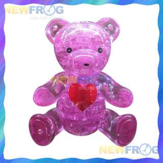 3D Crystal Bear Puzzle IQ Furnish Gadget Jigsaw Pink C  