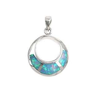   Blue Opal Open Circle Pendant Indigo Sterling Silver Jewelry Jewelry