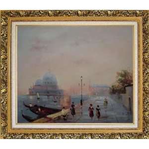 St. Marks Square, Venice Oil Painting, with Ornate Antique Dark Gold 