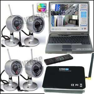 Wireless 4 Video Camera CCTV Home Safety USB DVR System  