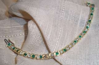 14k yellow gold rbc diamond emerald tennis bracelet 4ct  