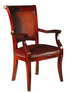 Pair of 2 Rosewood/Leather Baroque Arm Chairs  