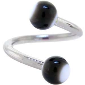  Black White Panda Ball Spiral Twister Belly Ring: Jewelry