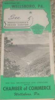 Wellsboro PA Grand Canyon Old Travel Brochure Map  