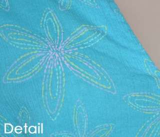 FRESH PRODUCE Plus Size 2X Aqua Floral Crinkle Cotton Top Blouse Long 