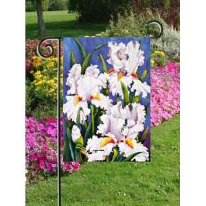 White Iris Flowers Mini Flag: Patio, Lawn & Garden