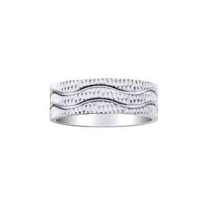  Double Row Wave 14K White Gold Wedding Ring: Jewelry