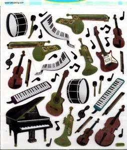 Shiny Music notes Piano trumpet Scrapbooking Stickers  
