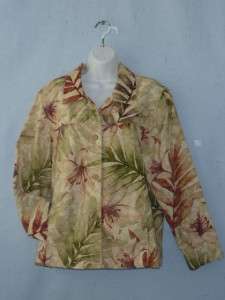 COLDWATER CREEK Artsy Earthy Floral Emboss Jacket~L~48B  