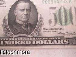 US 1934 $500 FIVE HUNDRED DOLLAR FEDERAL RESERVE NOTE BILL LIGHT GREEN 