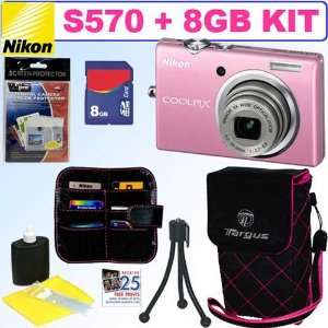  Nikon Coolpix S570 12MP Digital Camera Pink + 8GB 