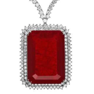 143800 CERTIFIED 18K WHITE GOLD 108CT RUBY 12.00CT DIAMOND NECKLACE 