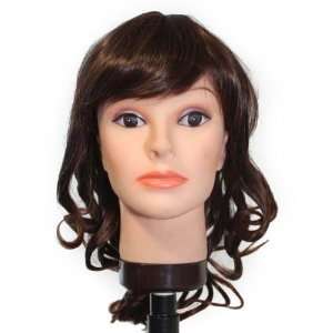   Brown tip with Medium Auburn V shape cut / curls / bangs synthetic wig