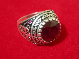 vintage rare ruby stone mens silver 0.925 ring!  