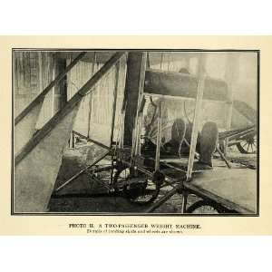  1911 Print Antique Two Passenger Wright Airplane Landing 