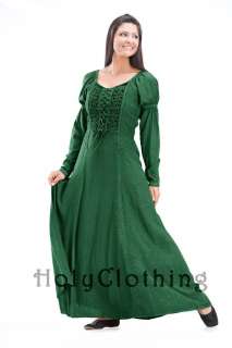 Puff Sleeve Lace Up Victorian Peasant Corset Dress Gown  